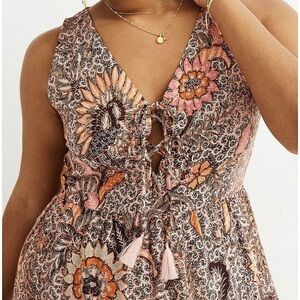 Madewell Pink and Orange Floral Patterned Dress